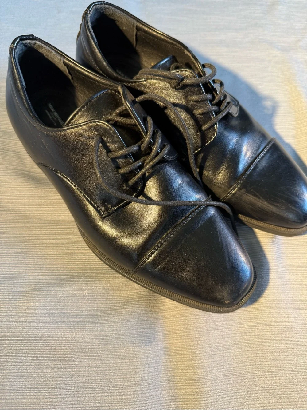 Van Heusen Black Boys Lace-Up Cap-Toe Dress Shoes